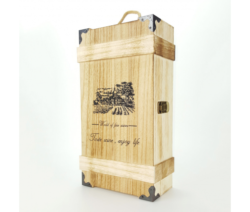 Classic wooden case for 2 bottles front