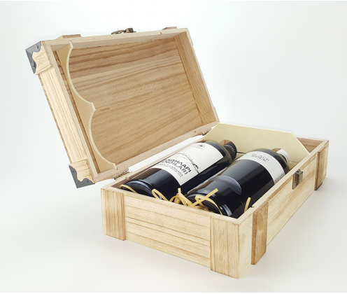 Classic wooden case for 2 bottles sample